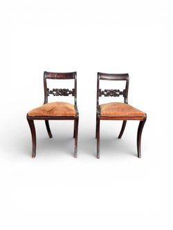 NY: Pair of Antique 19th Century Carved Wood Accent Chairs