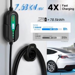 Romaa Level 2 for Tesla Mobile Charger, 240V 40 Amp Portable EV Charger with WiFi/App, NEMA 14-50 Plug, NACS Connector, 25ft Charging Cable, Fast Char