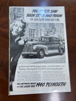 1940 PLYMOUTH SALES Advertisement