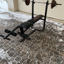 Bench Press Plus 95lbs Standard 1 Inch Diameter Hole Weight Plates Plus Barbell