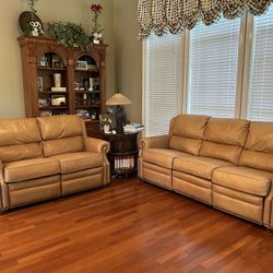 Thomasville Leather Reclining Sofa and Reclining Loveseat