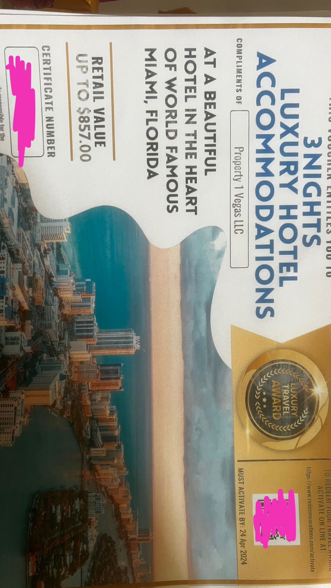 California And Venice Italy  Vouchers Left 
