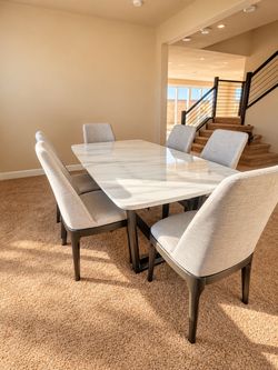 Marble Top Dining Table with 5 Chairs