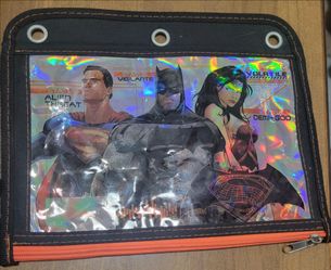 Vintage Justice League Vinyl Pencil Case for Binders wonder woman bat man superman