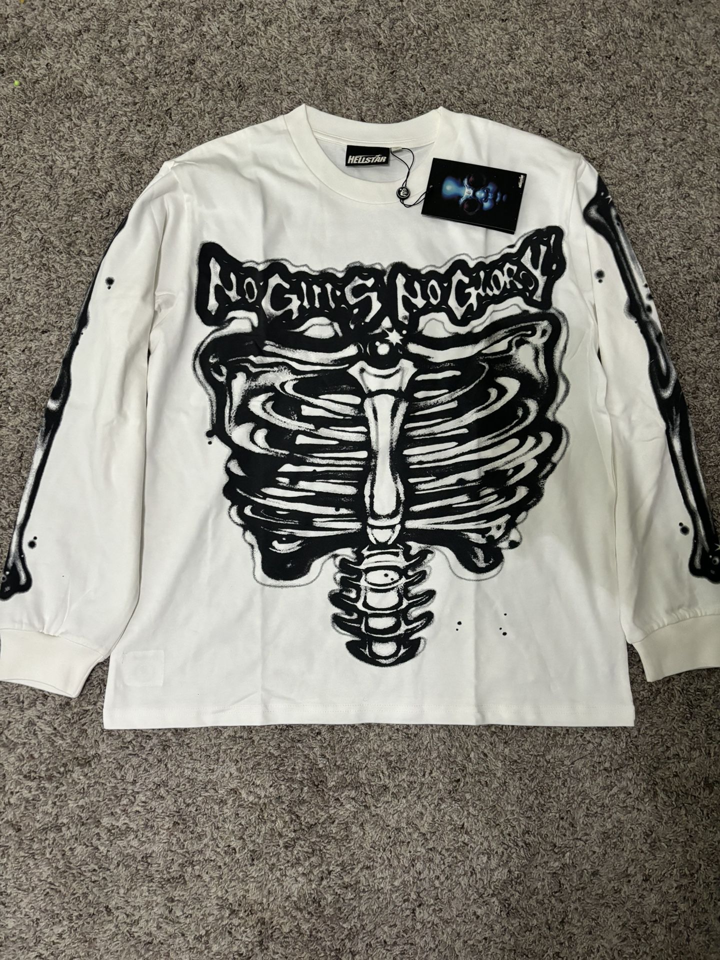 Hellstar Airbrushed Bones Longsleeve White for Sale in
