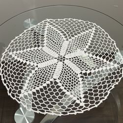 Round 17” White Handmade Cotton Crotchet Doilies 