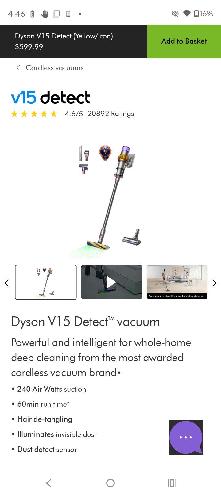 Dyson V15 Detect Works Great