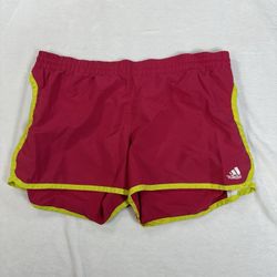 Adidas Climalite Running Shorts Women Small Pink Neon Yellow Athletic