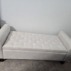 Beige Storage Bench ottoman(52"Lx20"H x20"W )
