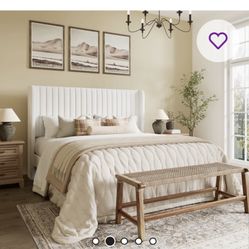 Modern white Velvet KingnBed 