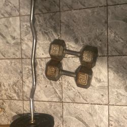 40 Lbs Dumbbell With Bar And Two 25 Lbs Plates 