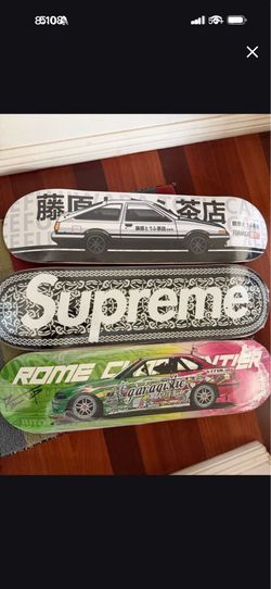 Supreme skateboard, initial d FORMULADRIFT, formula drift signed Rome carpintire board