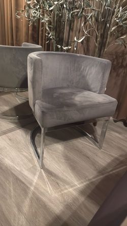 Gianna Grey Velvet Dining Chair With Chrome Finish