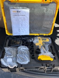 1/2" Cordless Impact Wrench, 1400N·m(1032ft・lbs) Brushless High Torque Impact Gun, Electric Impact Driver, 2x4.0Ah Batteries, LED Light, Charger, 6 So
