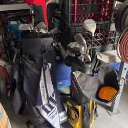 Golf clubs and bags