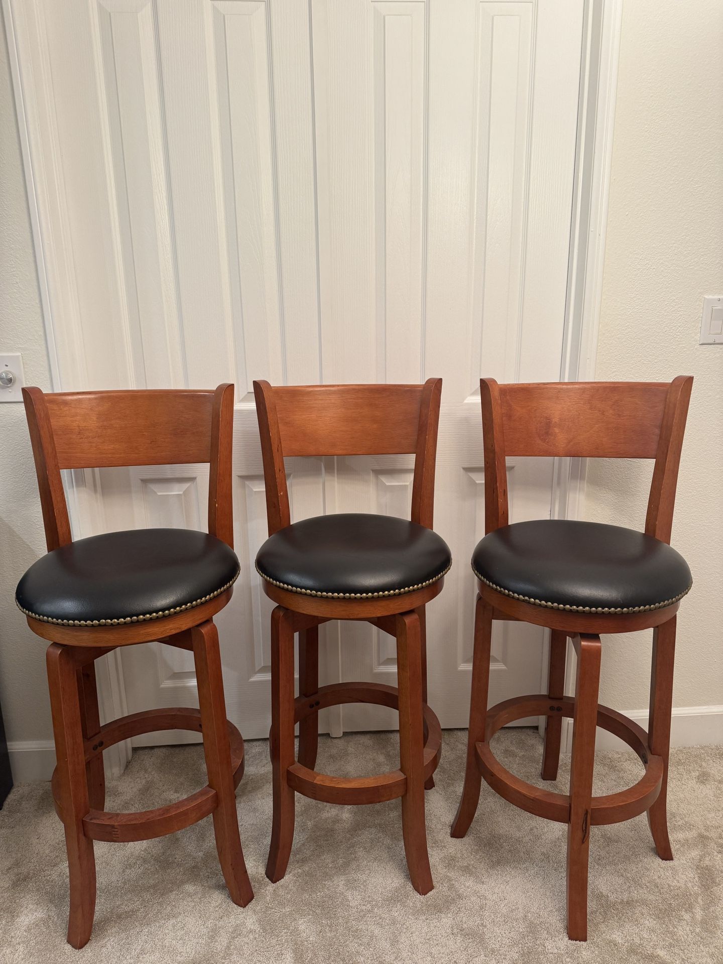 3 Wood/Black Bar Stools 
