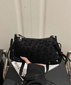 Black Leopard Print Shoulder Bag