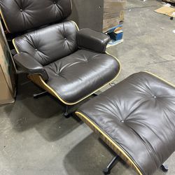🔥 Modern Eames-Style Lounge Chair & Ottoman – Sleek & Comfy! 🔥