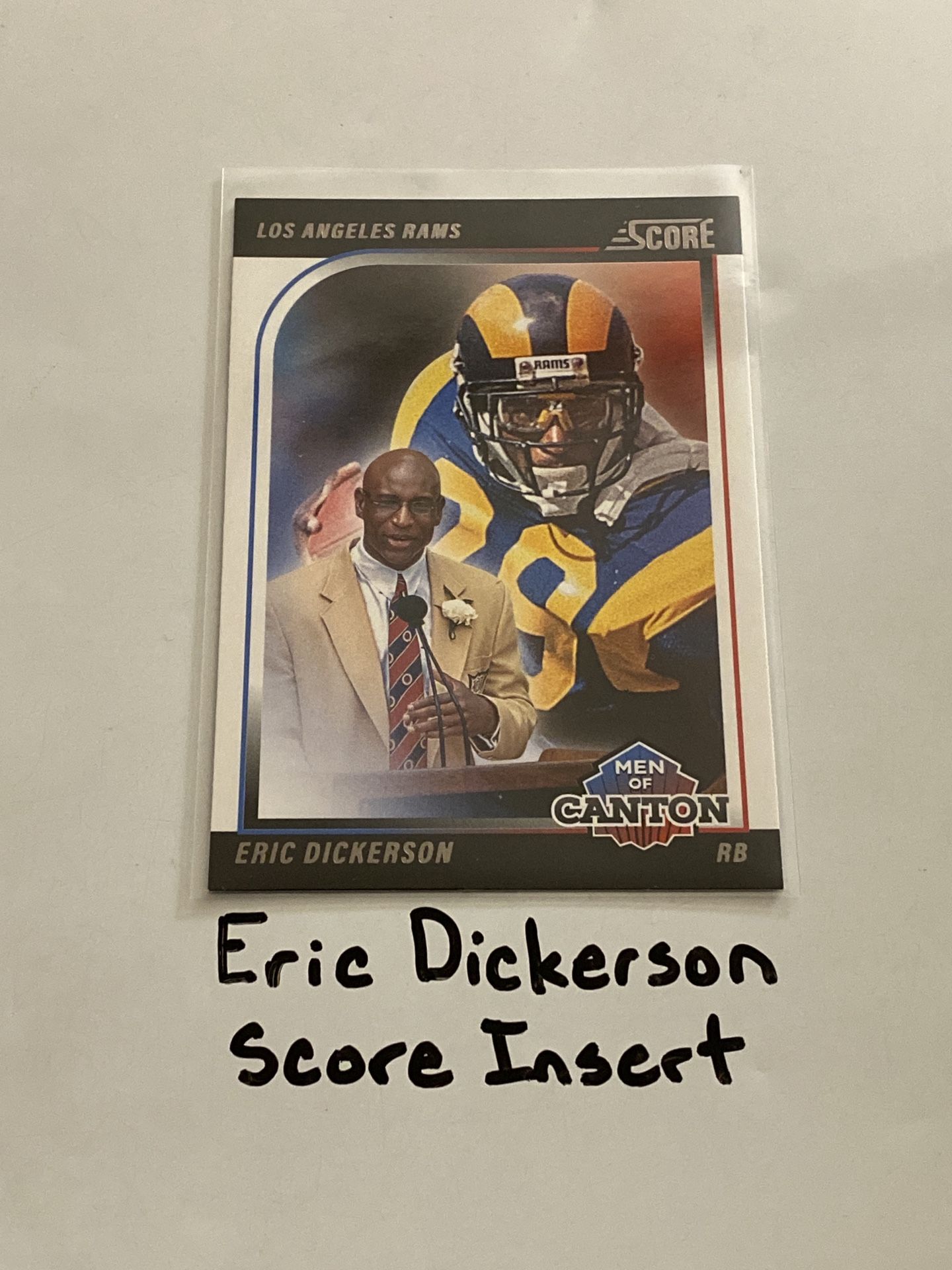 Eric Dickerson Los Angeles Rams Hall of Fame RB Score Short Print Insert Card.