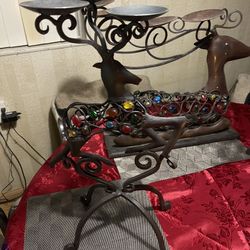 Christmas decor, Deer candleholders three-piece set