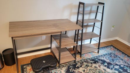 Desk and Bookshelf
