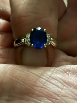 14k Real  Diamond Sapphire Ring