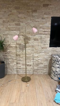 Pink and gold flower lamp