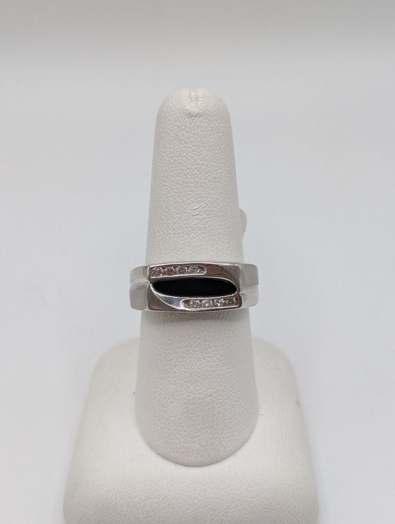 14kt White Gold & .20cttw Diamond Onyx Ring,All Products : American Fashion Style Bags On Sale