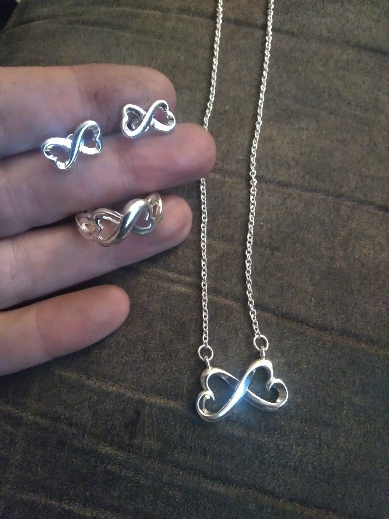 4pc Stamped 925 Sterling Silver Infinity Jewelry Set