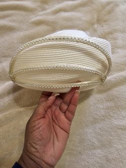 Cream Church Hat With Rhinestone Detail