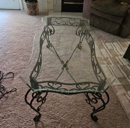 Metal and glass Table set 3pcs
