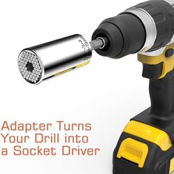 Universal Socket, Self-adjusting Socket Fits Standard 1/4'' - 3/4'' Metric 7mm-19mm, Adapter Sockets for Wrench Ratchet & Power Drill, Tools Gifts for