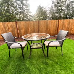 Patio Furniture Set – Glass Table + 2 Chairs (Excellent Condition)