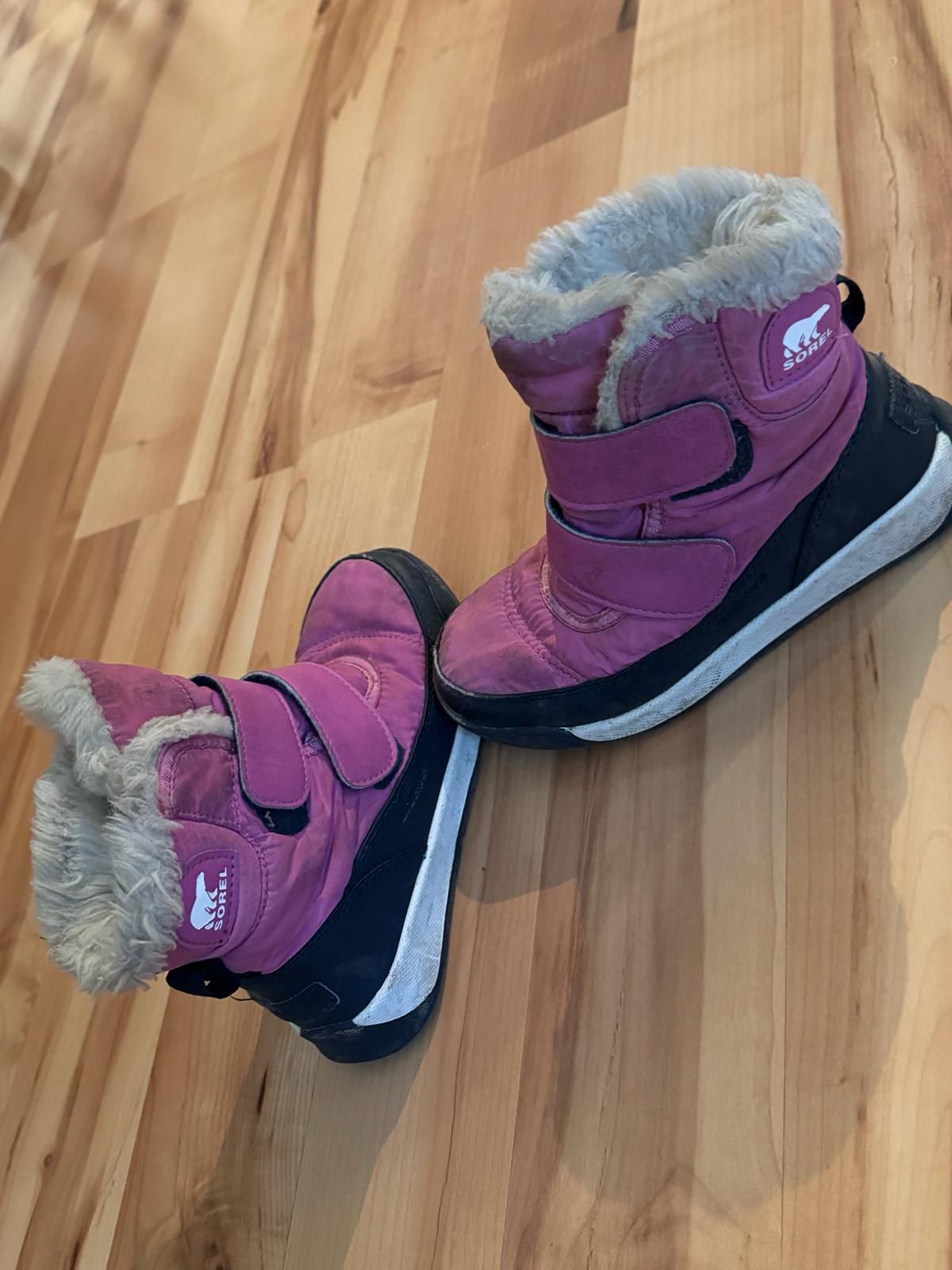 Sorel Whitney Strap Winter Boot Kids Pink And Blue Size US 12