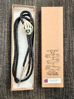 🤠 NEW Vintage Southwestern Turquoise Bear Paw Bolo Tie