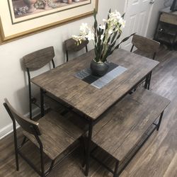 Dining table set with 4 chairs and a Bench