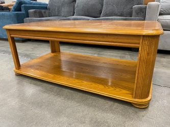 Light Wood 2 Tier Coffee Table with Parquet Style Top