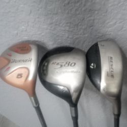 TaylorMade Golf Clubs Burner 5w 
R580 7w 
Rescue hybrid 3