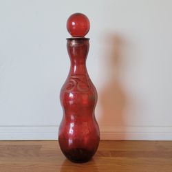 Red Vintage Glass Decanter