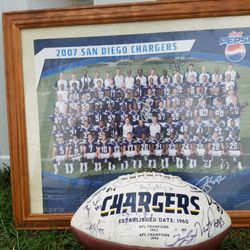 Autograph San Diego Chargers Football and Team Picture Frame