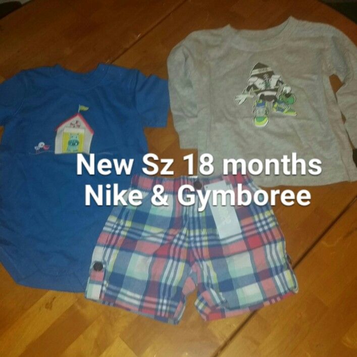 New Sz 18M 18 months Nike long sleeve shirt and Gymboree two-piece outfit shorts & top