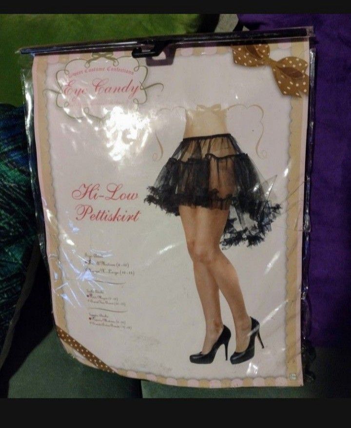 New Women's Leg Avenue Black High Low Bustle Petticoat Skirt