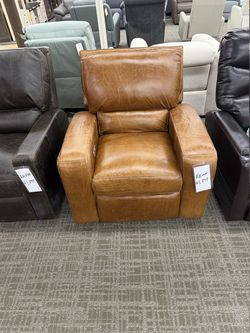 Cognac Leather Power Recliner - Cognac | Reclining Chair | Lounge Chair