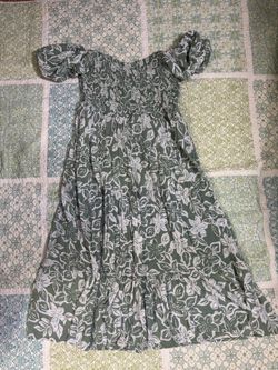 Green Floral Smocked Maxi Dress