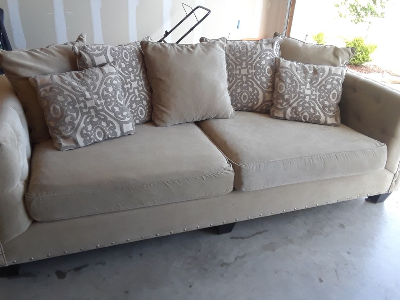 Cindy Crawford Sidney Road Taupe Sofa and Love seat