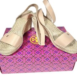 Tory Burch Bima 2 Espadrille Wedges Ankle Strap Sandals 46932 Used