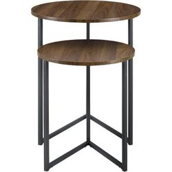 Victoria V-Leg Nesting End Tables in Dark Walnut/Black (Set of 2)