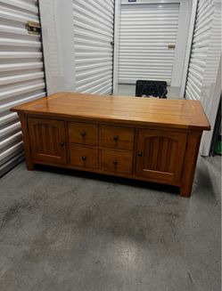 Solid Wood Coffee Table with Drawers and Cabinets