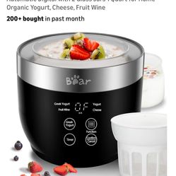 Bear Yogurt Maker Greek Yogurt Machine w/ Strainer & Timer 2x 1-Quart Jars