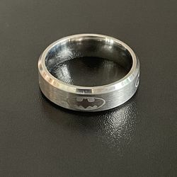 6mm Silver Batman Ring 
